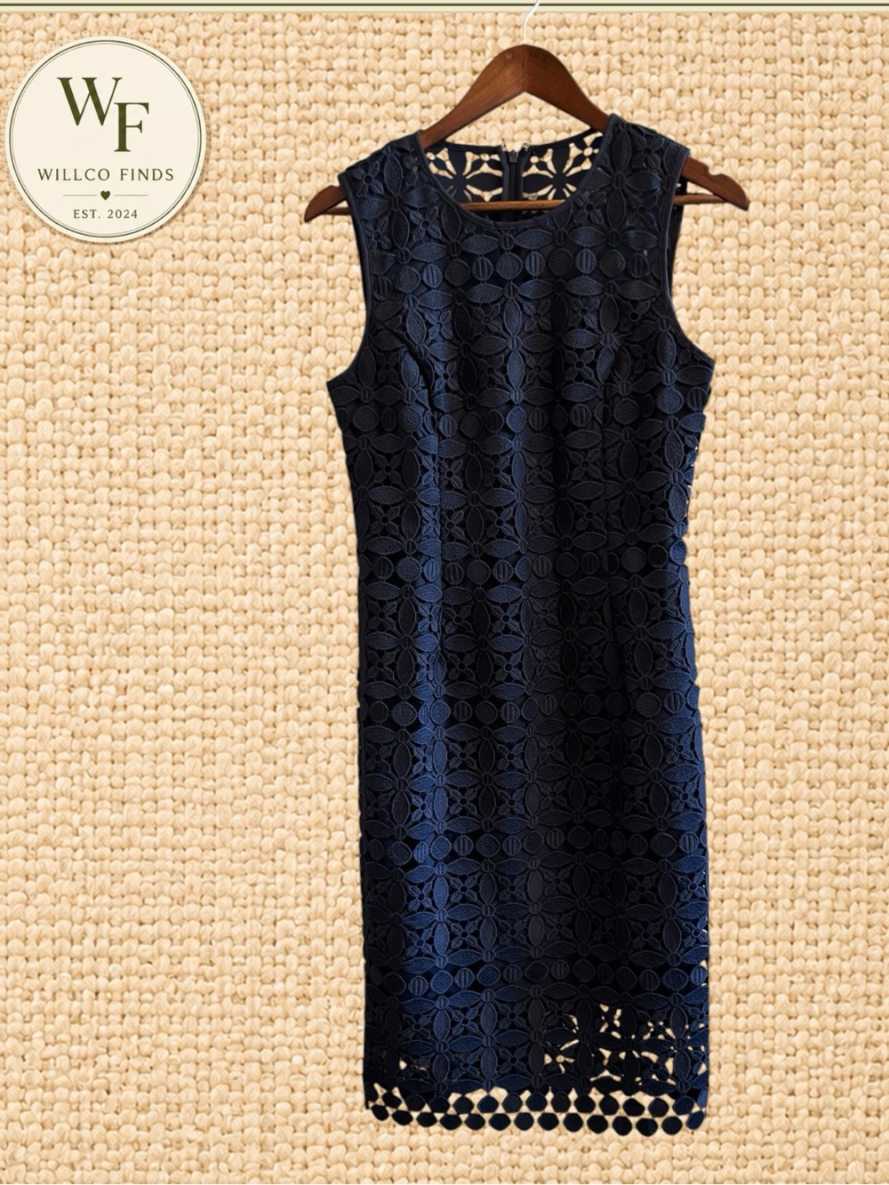 NWT White House Black Market Navy Lace Sheath Dress Women’s Size 4 MSRP $180